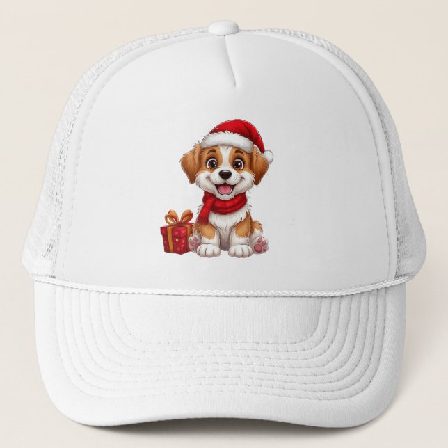 Adorable Christmas puppy With Santa Hat (Front)