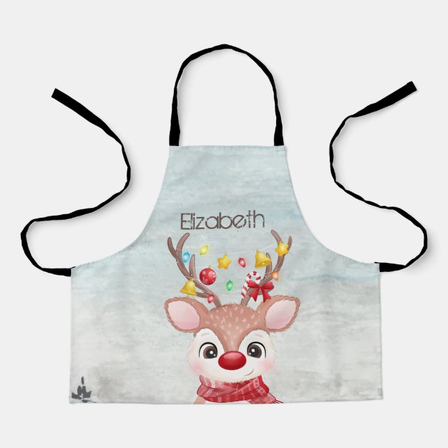 Adorable Christmas Reindeer   Apron (Front)