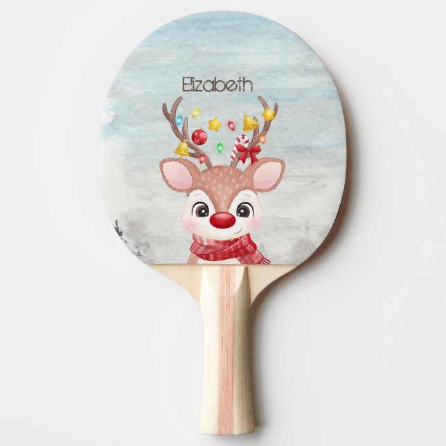 Adorable Christmas Reindeer  Ping Pong Paddle (Front)