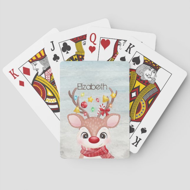 Adorable Christmas Reindeer   Playing Cards (Back)
