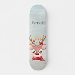 Adorable Christmas Reindeer   Skateboard