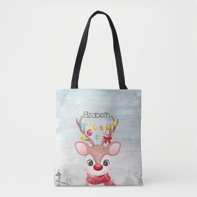 Adorable Christmas Reindeer   Tote Bag (Front)