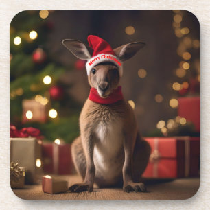 Adorable Christmas Santa Kangaroo, Coaster