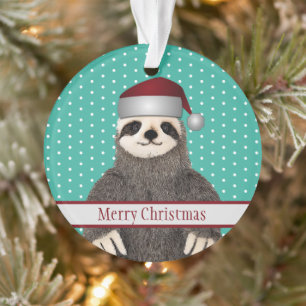 Adorable Christmas Santa Sloth Cute Kid's Animal  Ornament