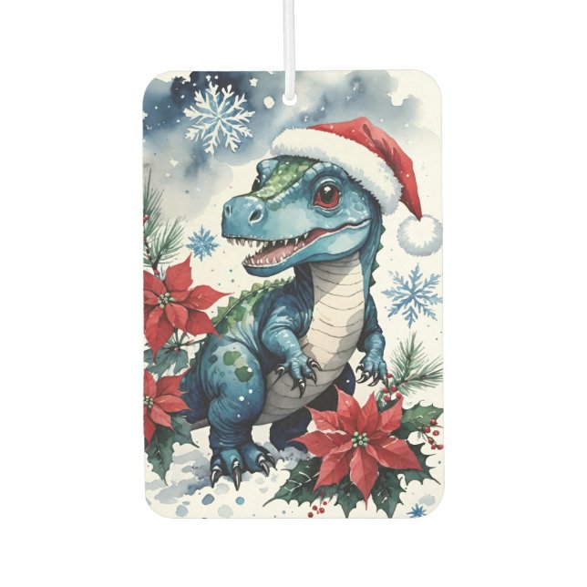Adorable Christmas Santa T-Rex Santa Car Air Freshener (Front)
