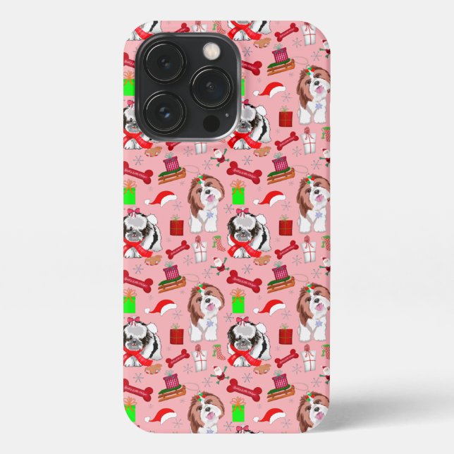 Adorable Christmas Shih Tzu Pattern  iPhone Case (Back)