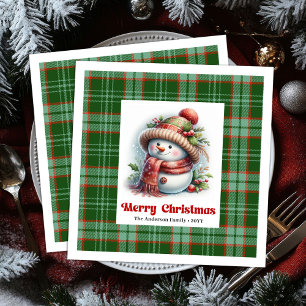 Adorable Christmas Snowman Napkins Editable Custom
