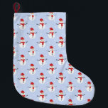 Adorable Christmas Snowman Patterns Festive  Large Christmas Stocking<br><div class="desc">Spread the joy of the holidays with our Cute Christmas Snowman Pattern collection!
 These delightful designs feature charming snowmen in festive settings,  perfect for adding a touch of winter magic to your holiday celebrations. Shop now for unique and heartwarming Christmas gifts and decor.</div>