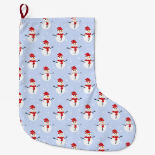 Adorable Christmas Snowman Patterns Festive  Large Christmas Stocking