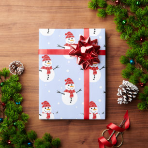 Adorable Christmas Snowman Patterns Festive  Wrapping Paper