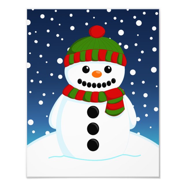 Adorable Christmas Snowman Photo Print (Front)
