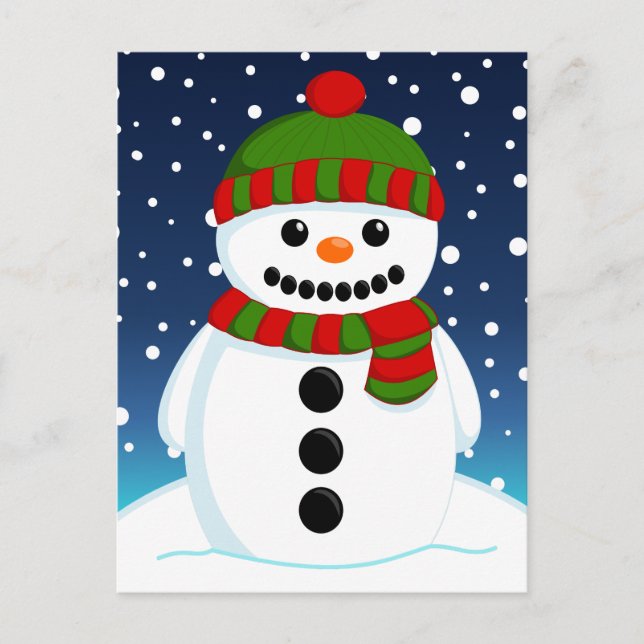 Adorable Christmas Snowman Postcard (Front)