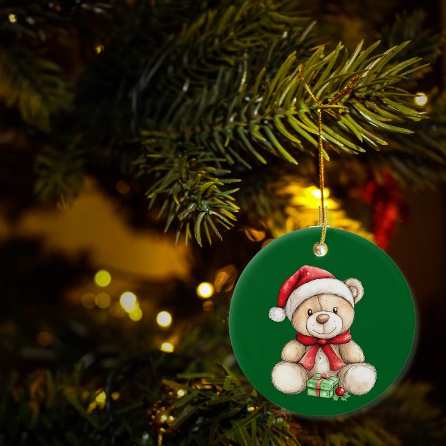 Adorable Christmas Teddy Bear Personlised Ceramic Tree Decoration (Creator Uploaded)