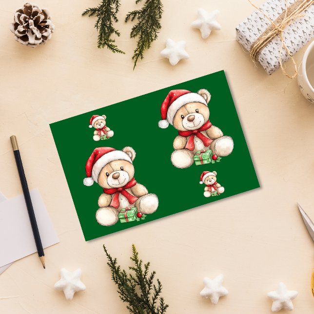 Adorable Christmas Teddy Bear Tissue Paper (Creator Uploaded)