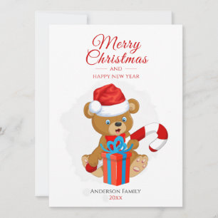 Adorable Christmas Teddy Personalised Christmas Holiday Card
