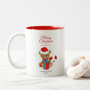 Adorable Christmas Teddy Personalised Christmas Two-Tone Coffee Mug