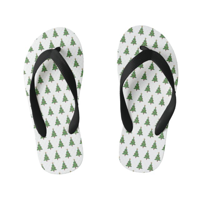 Adorable Christmas Tree Kid's Flip Flops (Footbed)