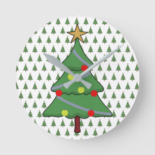 Adorable Christmas Tree Round Clock