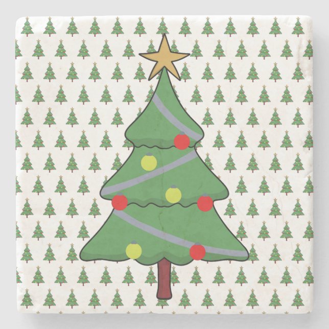Adorable Christmas Tree Stone Coaster (Front)