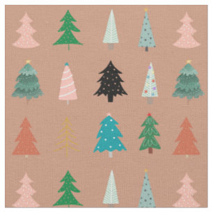Adorable Christmas trees pink green blue dots cute Fabric