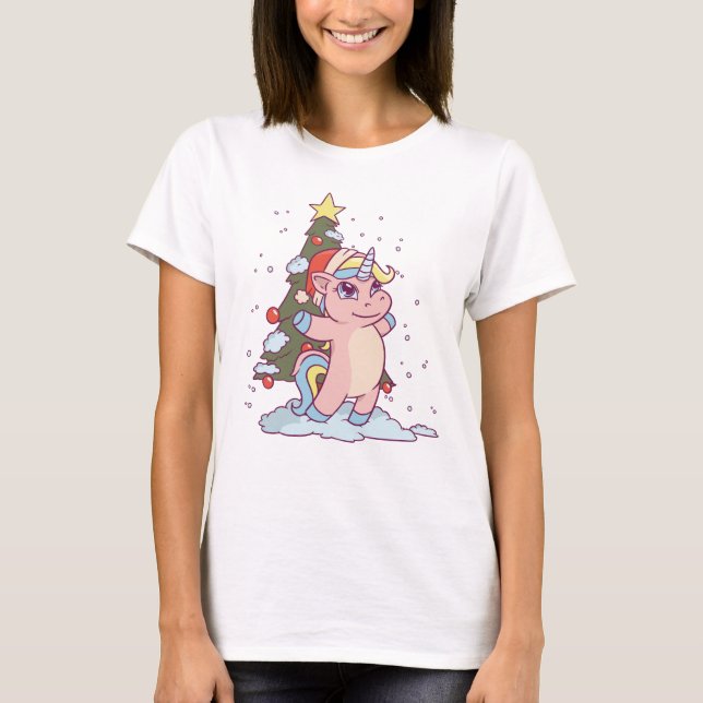 Adorable Christmas Unicorn T-Shirt (Front)