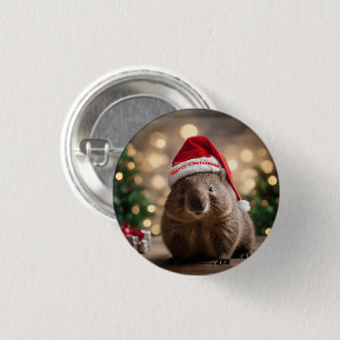 Adorable Christmas Wombat, 3 Cm Round Badge