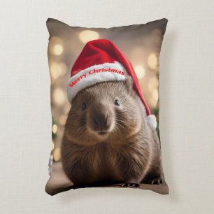 Adorable Christmas Wombat, Decorative Cushion