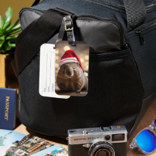 Adorable Christmas Wombat, Luggage Tag