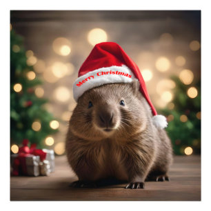 Adorable Christmas Wombat,  Photo Print