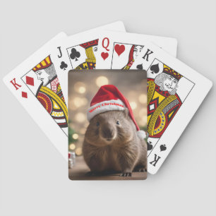 Adorable Christmas Wombat, Playing Cards