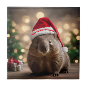 Adorable Christmas Wombat, Tile