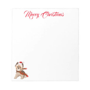 Adorable Christmas Yorkie In Santa Hat Merry Notepad