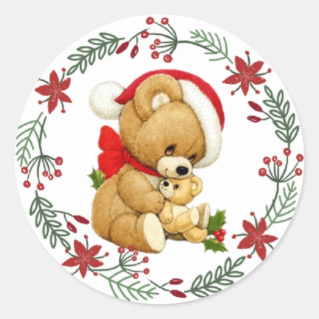 Adorable ChristmasTeddy Bear Sticker (Front)