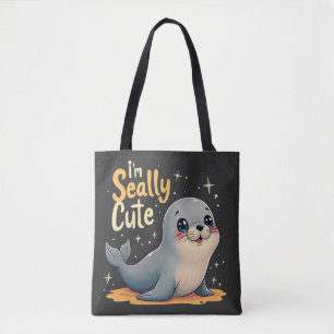 Adorable Chubby Baby Seal "I'm Seally Cute" Tote Bag