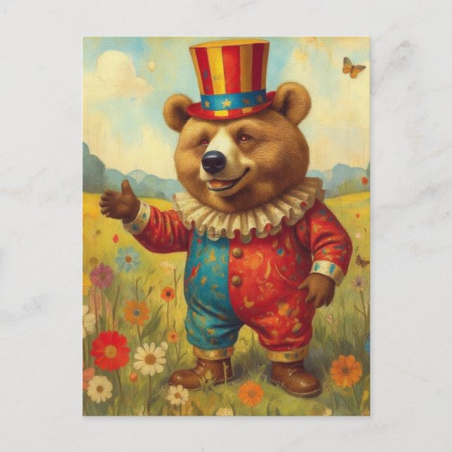 Adorable Circus Bear Postcard (Front)