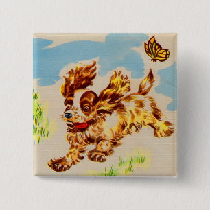 adorable cocker spaniel puppy on the run 15 cm square badge