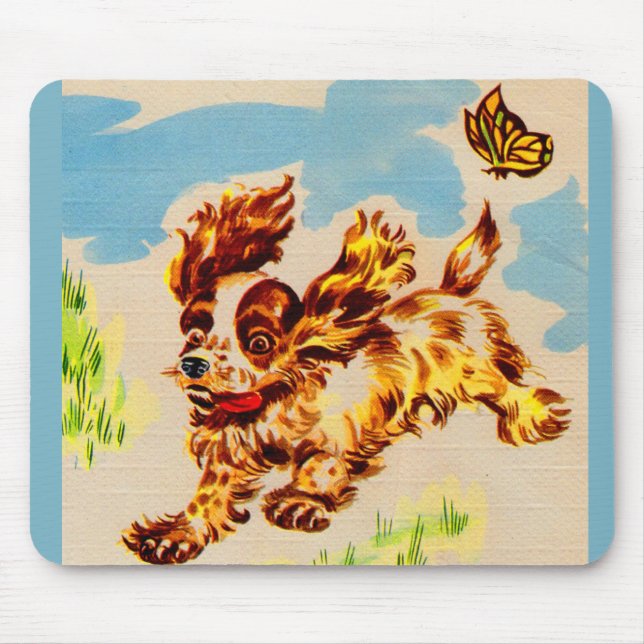 adorable cocker spaniel puppy on the run mouse mat (Front)