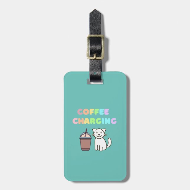  Adorable Coffee Cat luggage tag (Front Vertical)