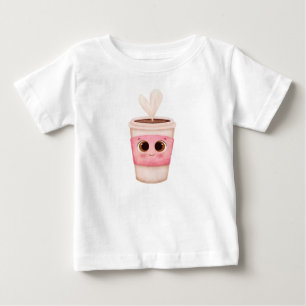 Adorable coffee cup with big sparkling eyes baby T-Shirt