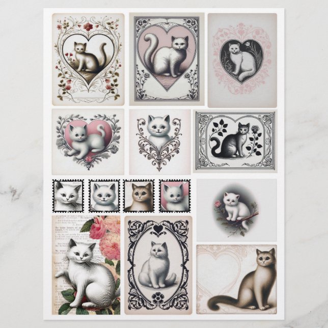 Adorable Collection of Cat Ephemera for Papercraft (Front)