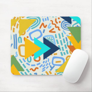 Adorable colourful 70s retro abstract pattern gree mouse mat
