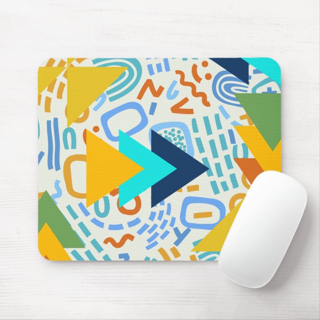 Adorable colourful 70s retro abstract pattern gree mouse mat (With Mouse)