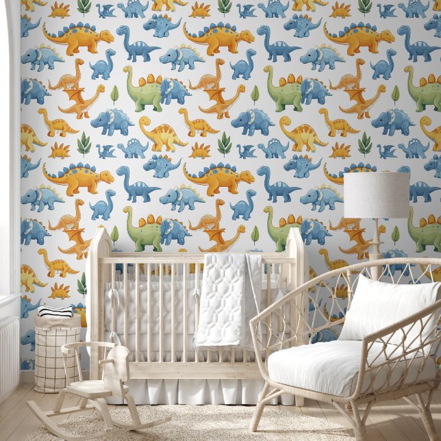 Adorable Colourful Dinosaurs Pattern for Nursery  Wallpaper (Kids)