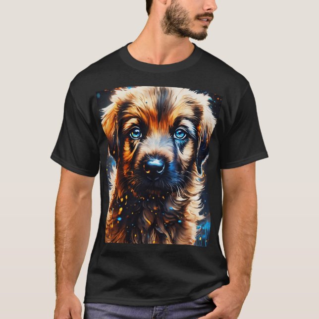 Adorable Colourful Dog Painting T-Shirt (Front)