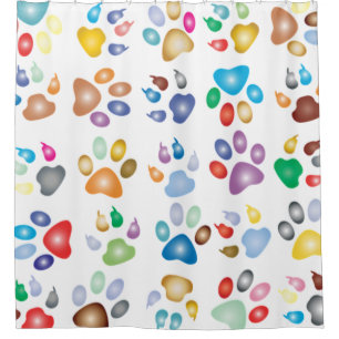 Adorable Colourful Dog Paw Prints,Bokeh Shower Curtain