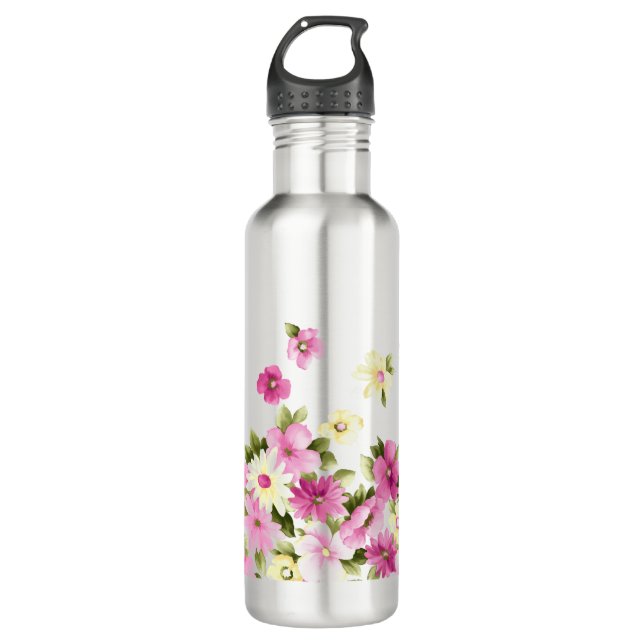 Adorable Colourful Girly Blooming Flowers 710 Ml Water Bottle (Front)