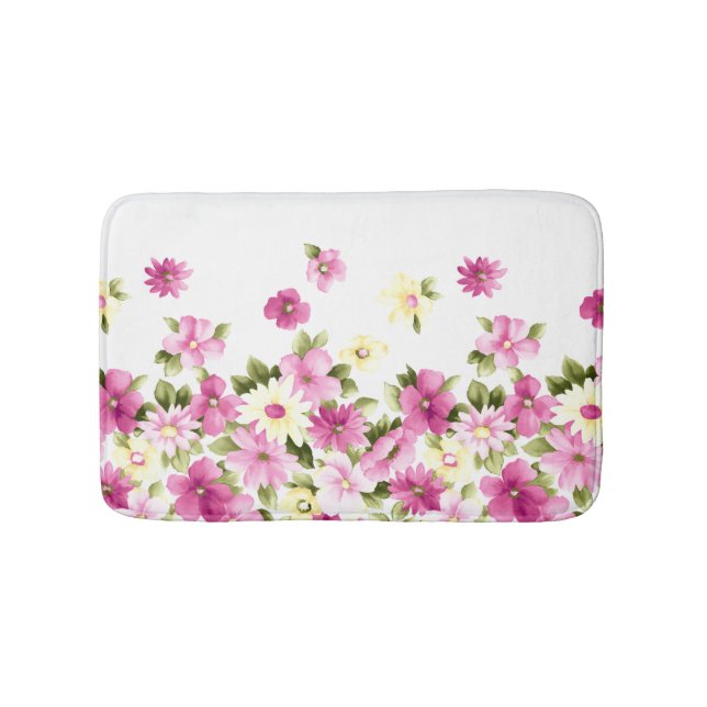 Adorable Colourful Girly Blooming Flowers Bath Mat (Front)