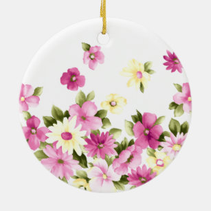Adorable Colourful Girly Blooming Flowers Ceramic Tree Decoration