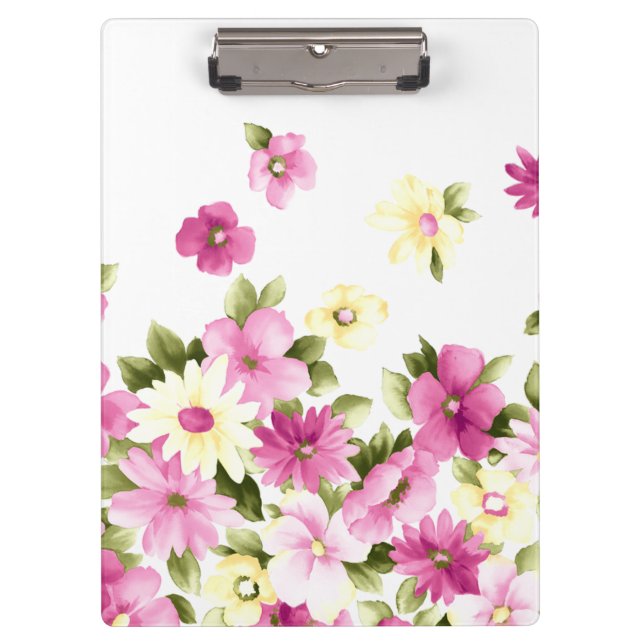 Adorable Colourful Girly Blooming Flowers Clipboard (Front)