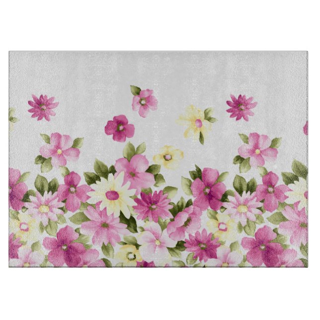 Adorable Colourful Girly Blooming Flowers Cutting Board (Front)
